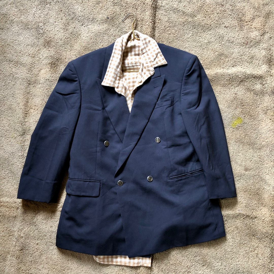 Jas Blazer Pria Double Breasted Navy Blue Not Zara H&M Uniqlo on Carousell