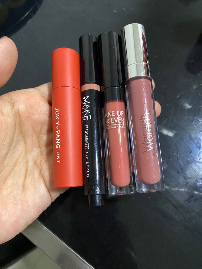 Juicy pang tint, make over cliquematte shade crush, make up forever lipcream, wardah lip cream