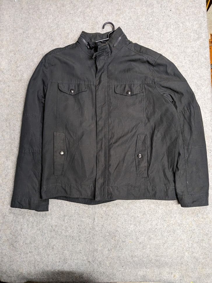 KENNETH COLE new york Riding Military Work Denim Jacket Size XL Black Dark Grey