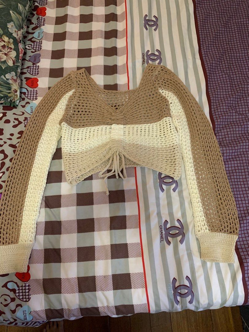 Knitted Crochet Long Sleeve Top on Carousell