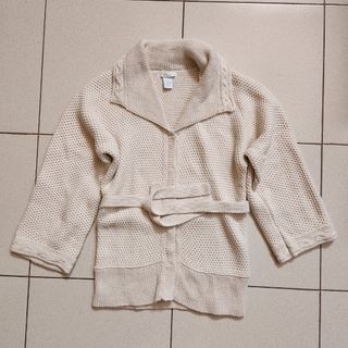 knitted robe jacket cream collared tie