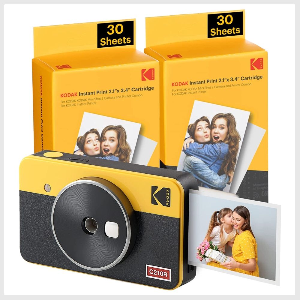 KODAK Step Instant Color Photo Printer with Bluetooth/NFC, Zink Technology  (Pink) with Kodak 2x3 Premium Zink Photo Paper (50 Sheets) Compatible