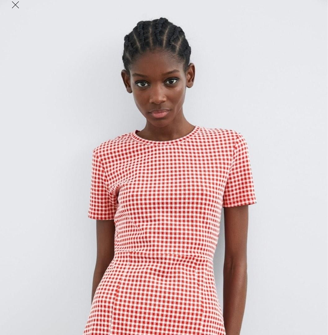 Mango red hotsell gingham dress
