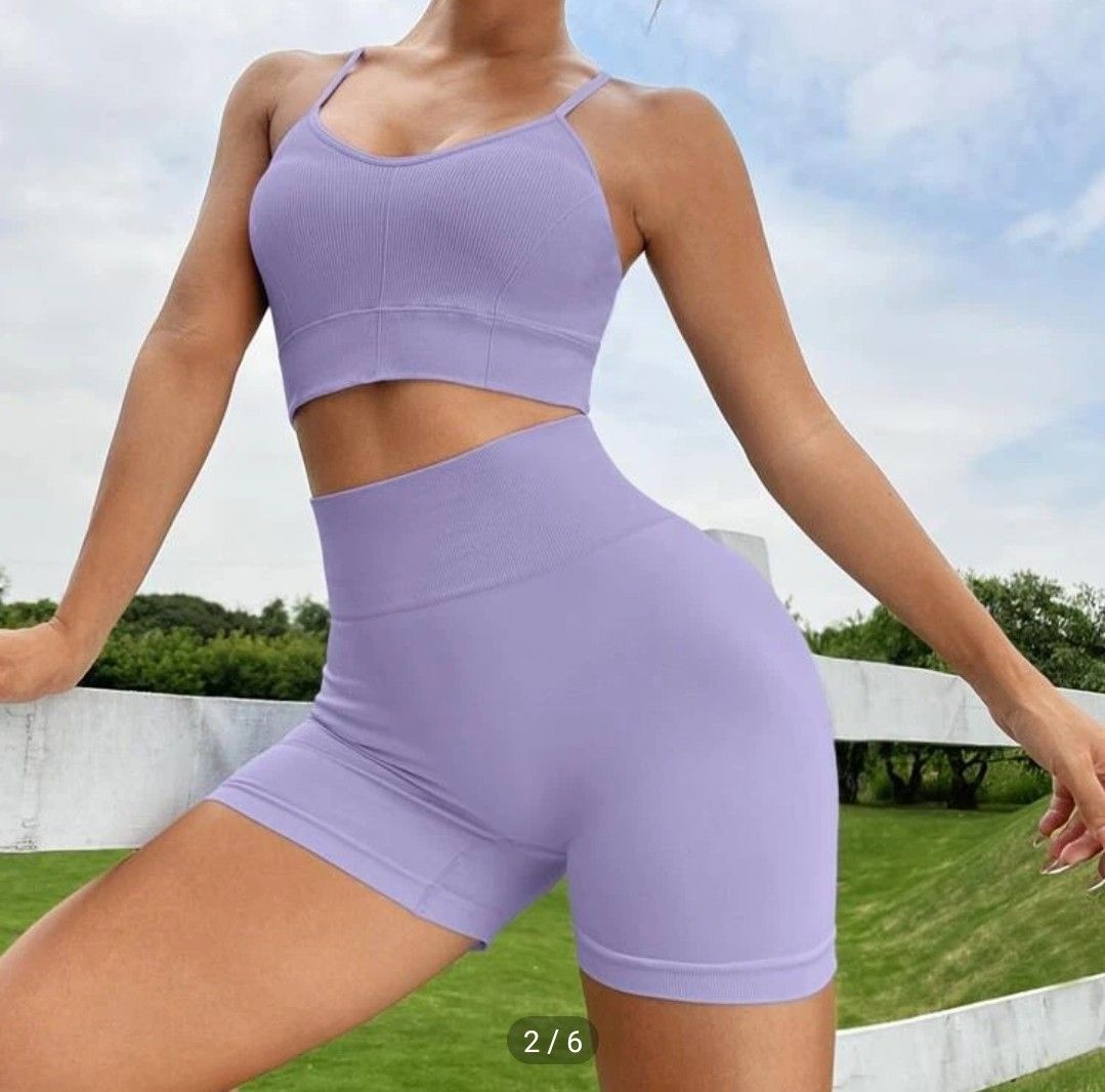 Lilac purple gym set💜💜💜, Women's Fashion, Activewear on Carousell