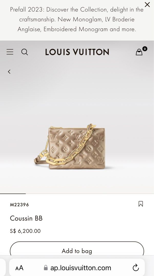 LV COUSSIN BAG IN CAMEL BB SIZE