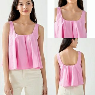LOVE BONITO PINK ORCHID FLOWY square neck top