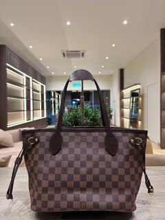 Louis Vuitton, Bags, Louis Vuitton Neverfull Nm Tote Damien Mm Purse Bag  Brand New Brown Checker Red
