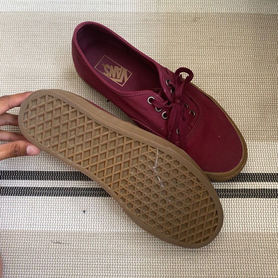 Maroon vans with black deals sole