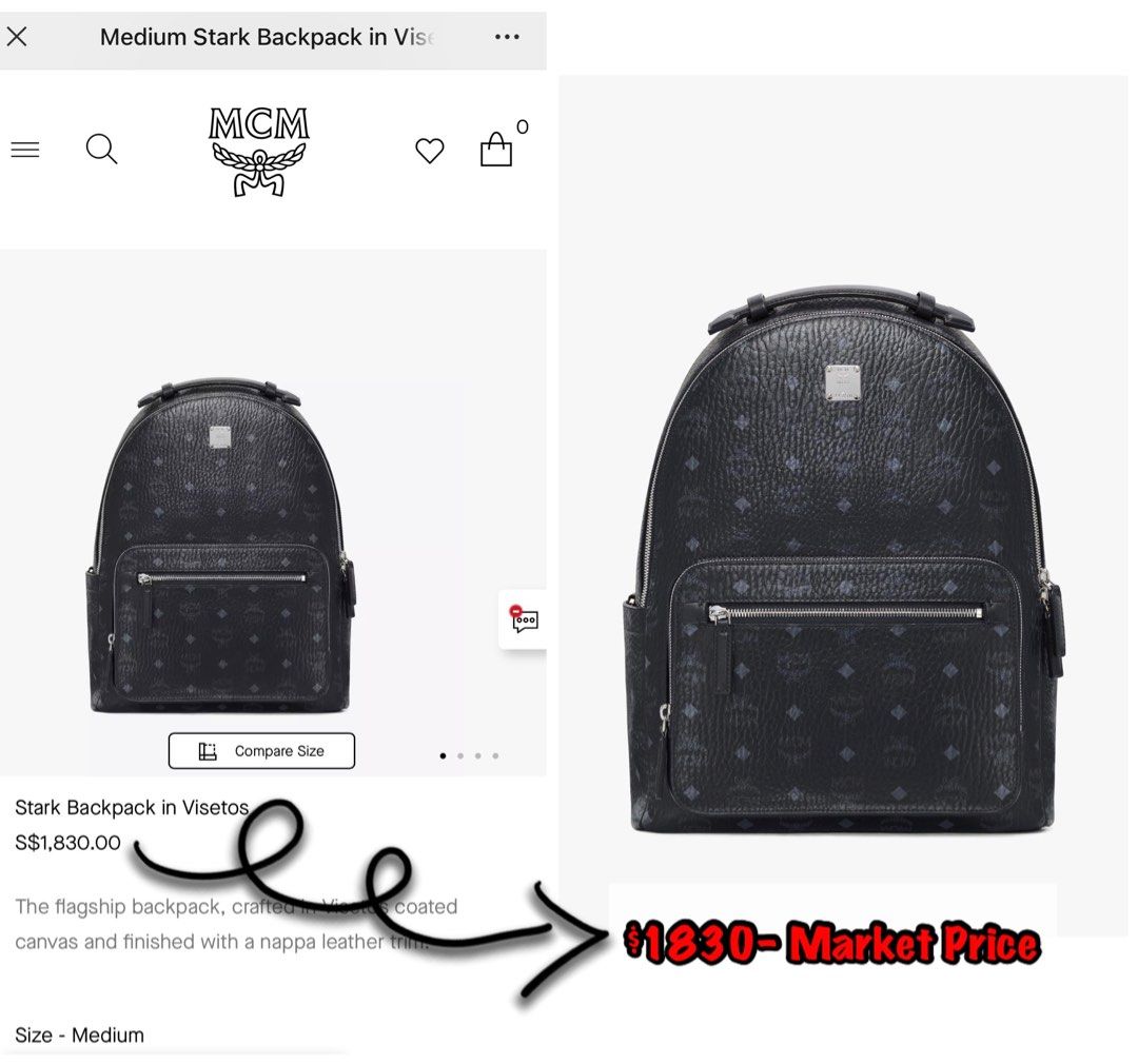 Mcm men's logo best sale coated canvas backpack