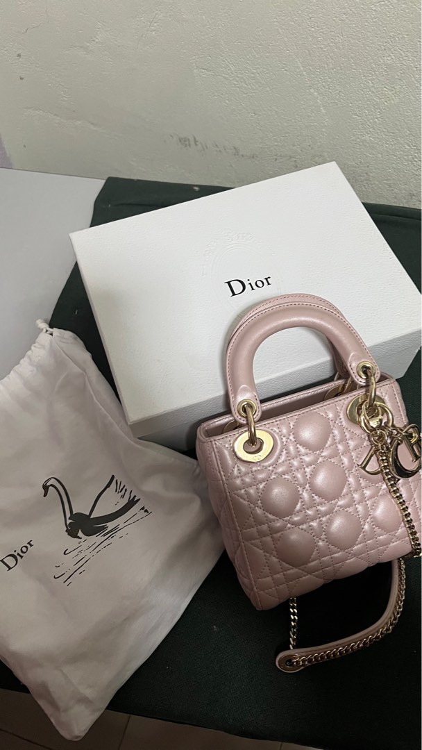 Dior Pink Leather Lady Dior Mini bag Dior  TLC