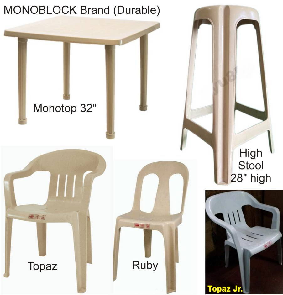 Assorted tables chairs