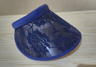 Navy blue lace design sun visor hat