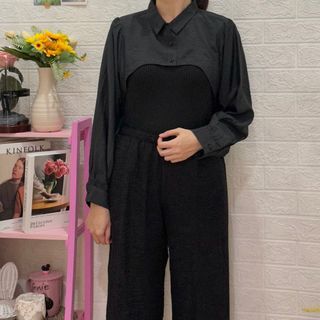 NEW! Gaudi Black Arm Fleece Cut Out Shirt Long Sleeve Button Blouse