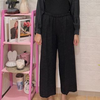 NEW! Gaudi Black Cullote High Waist Pants Textured Celana Panjang