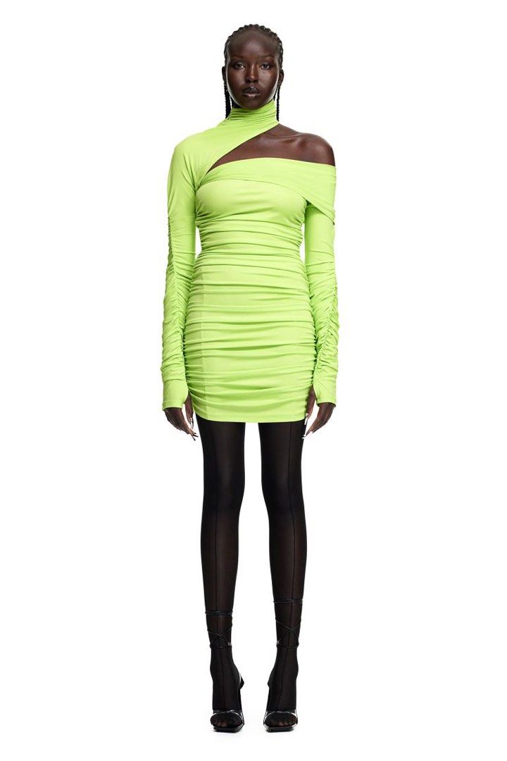 New Mugler H&M green dress s/36, Women's Fashion, Dresses & Sets