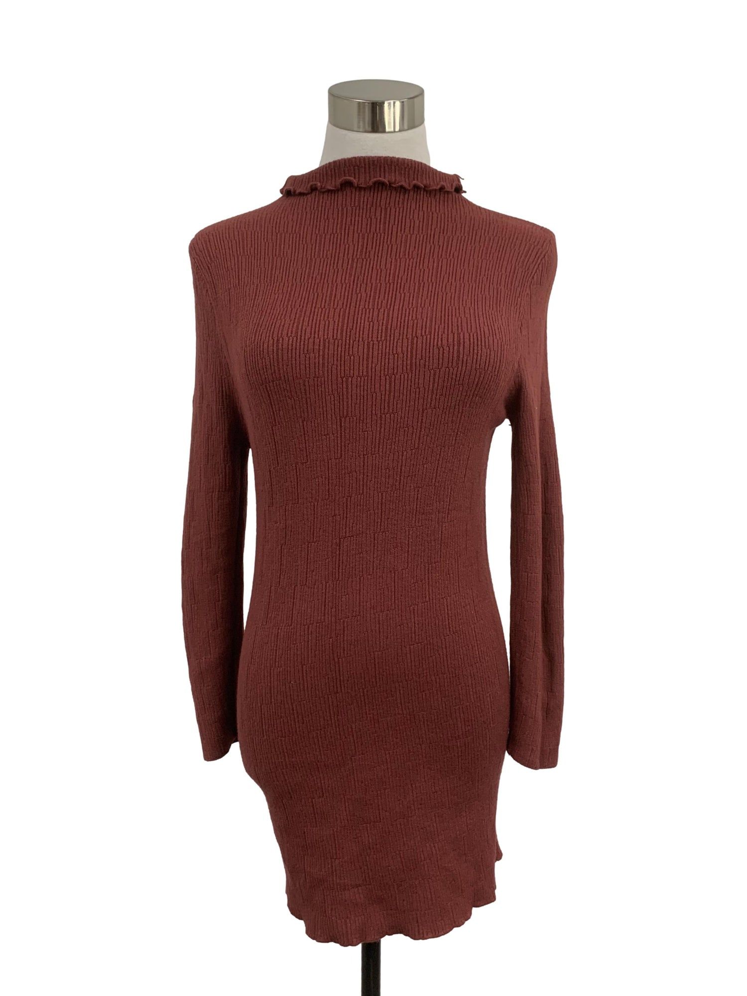 Playdress Maroon Stretchy Turtleneck Dress Women s Fashion