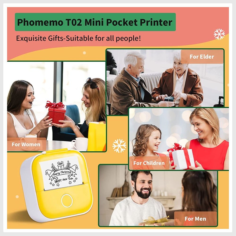 Portable Mini Sticker Printer Inkless Pocket Mobile Thermal Printer