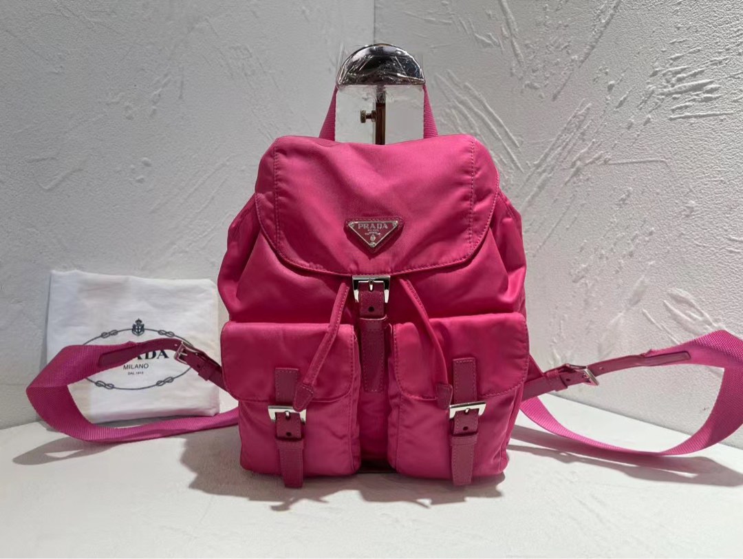 PRADA Double Pocket Mini Nylon Backpack Crossbody Bag Black | eBay
