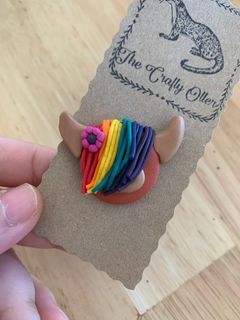 Pride Cow Clay Pin from UK Brand New