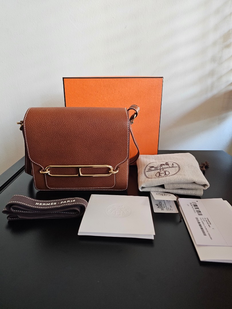 Hermes, Bags, Bnib Evelyn 6 Mini Barenia Fauve Gold With Phw Barenia Fauve