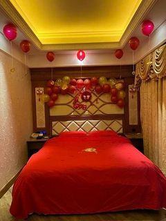 Red Color Bed Sheet King Cover Wedding Use 红床单 红枕头