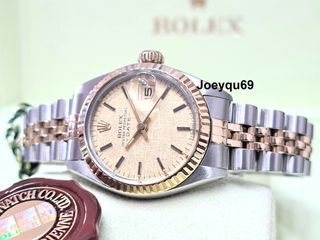 ROLEX DATEJUST Orig Gold/Steel Jubilee Linen Champagne dial Ladies Automatic 6917-3 Jubilee - Mint!