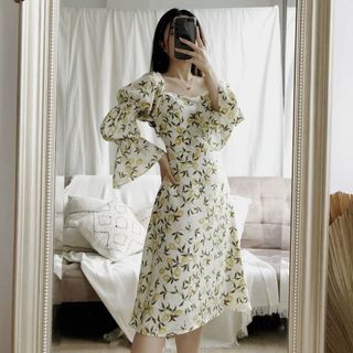Sal Nicolla Dress Floral Flower Vintage Long Sleeve Maxi Long Dress Hijab Friendly Preloved