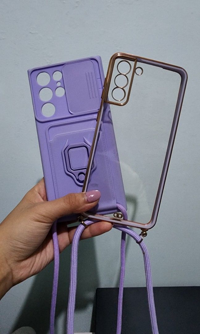 Samsung S22 Ultra and S21+ Cases with strap (Category: Cases & Sleeves) located in Marikina City. Submitted by pngllo (Listing ID 1234908982, Image 1). Description: Selling Php300 for both na Rfs: nagbabawas ng case.
