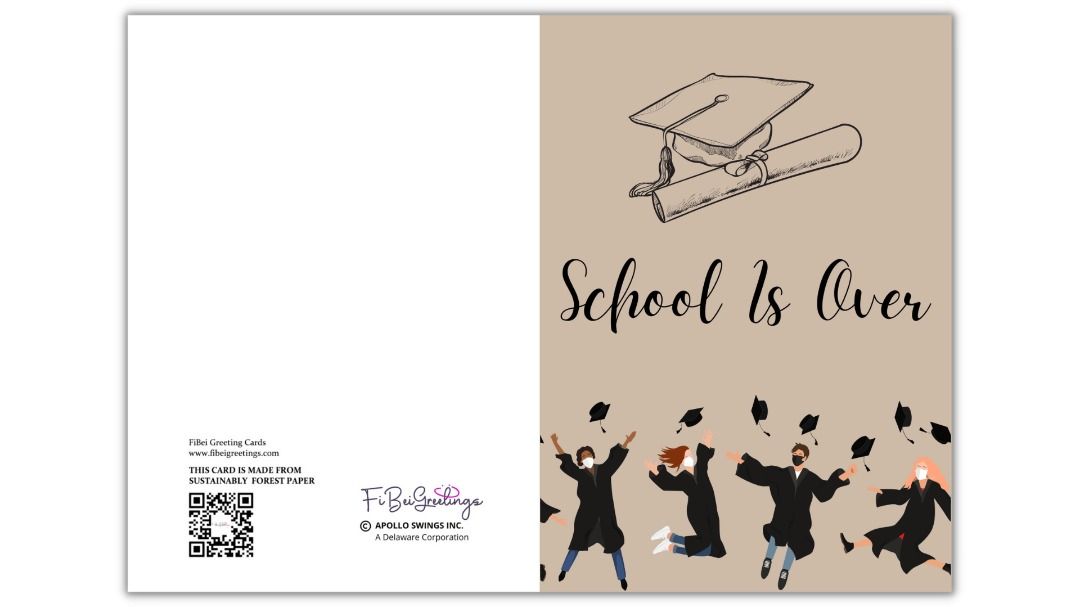 FiBei Greetings Graduation Card - Title: School Is Over, Hobbies & Toys ...