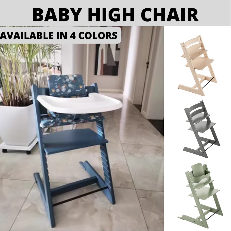 Stokke Inspired Baby High Chair With Adjustable Backrest And Footrest