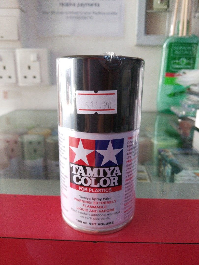 Tamiya TS40 Metallic Black Spray Paint For Plastic, Hobbies & Toys