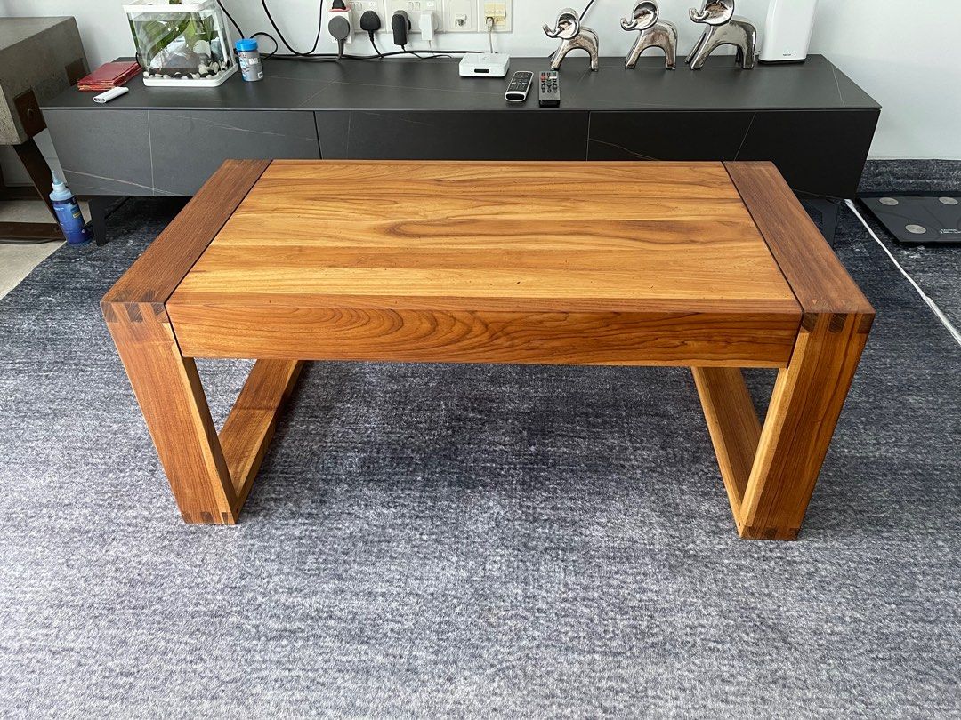 Solid teak wood coffee table, Furniture & Home Living, Furniture ...