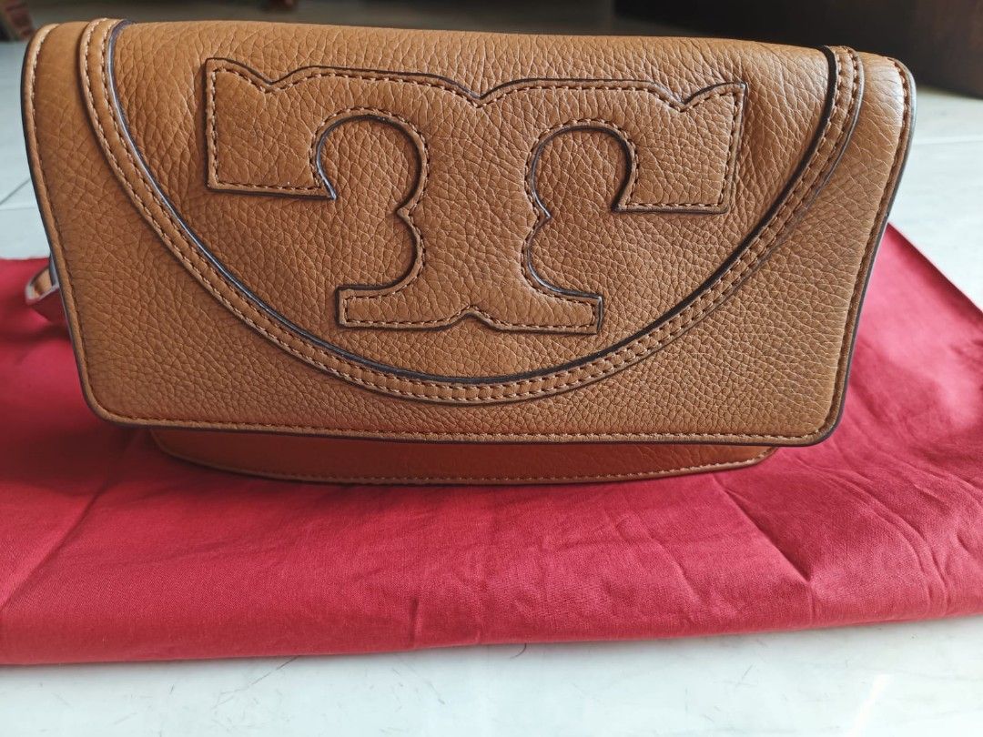 Authentic Tory Burch All T Small Cross body Bag Clutch Bark