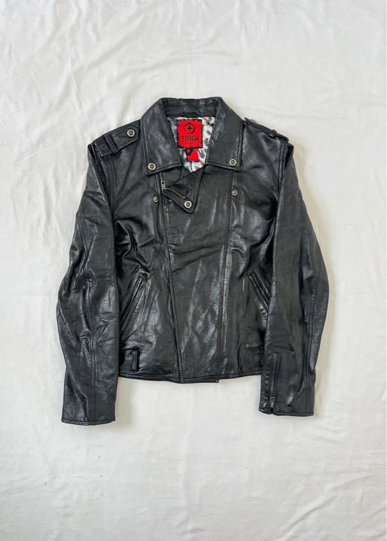ジャケット・アウター TOUGH JEANSMITH XS lamb leather jacket 100% to charity: bauhaus TOUGH Jeansmith red 100%lambskin