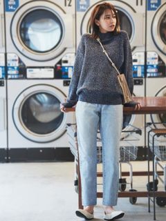 Uniqlo 寬鬆窄管牛仔褲 錐形褲 23腰淺藍
