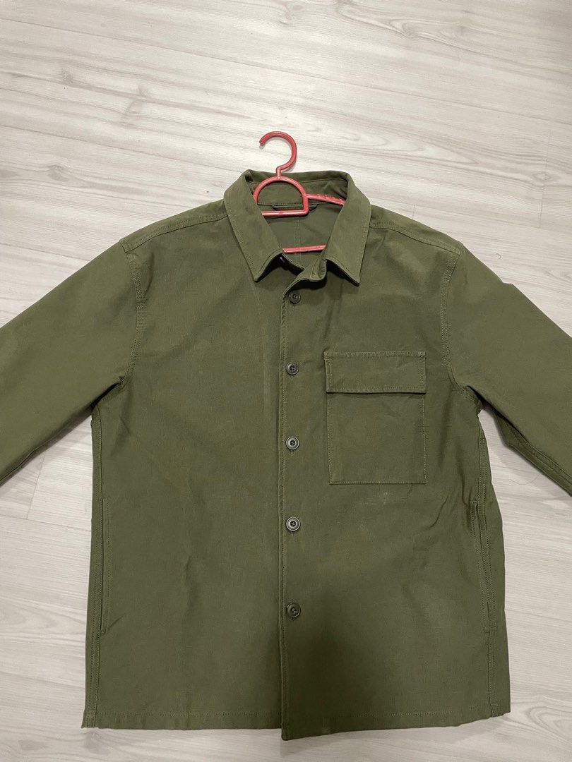 Uniqlo Over Shirt Jacket Olive Green Men s Fashion Coats