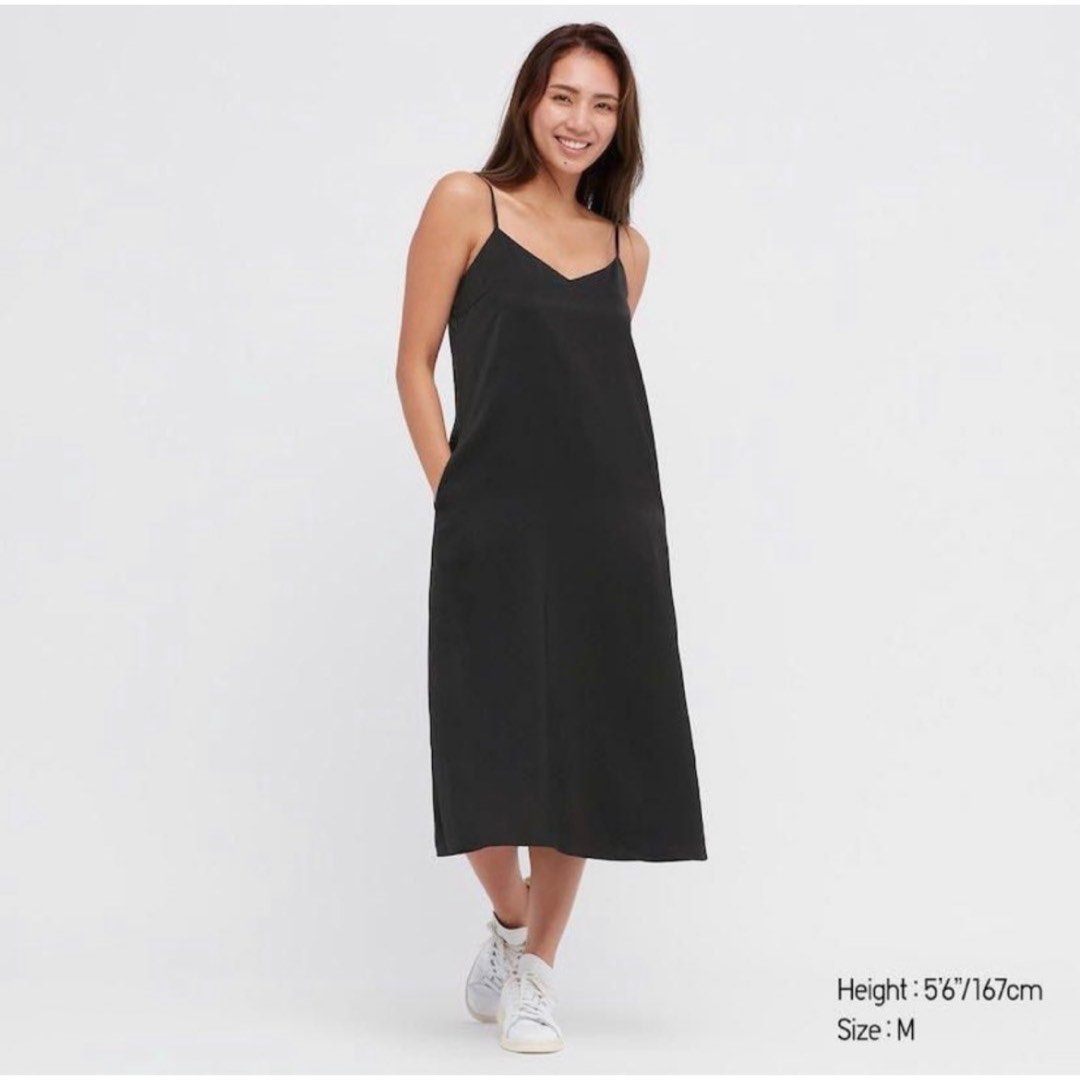 Uniqlo Satin Camisole Slip Dress in Black Size XS Women s Fashion