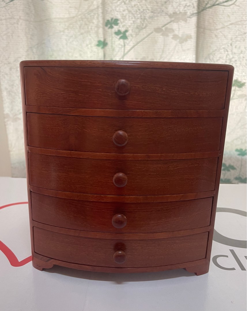 Vintage Jewellery Box with 5 Drawers (Rectangular), Furniture & Home