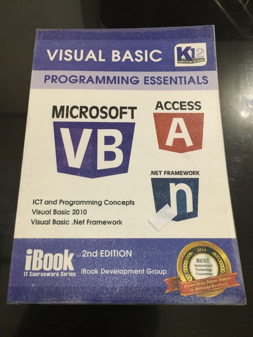 Visual Basic Programming Essentials ICT (kto12) (Category: Textbooks) located in Quezon City. Submitted by amdcollections (Listing ID 1234864397, Image 1). Description: Condition: Like new Used once or twice. As good as new. Description: Secondary (High School) Visual Basic Programming Essentials (ICT) For High School Gr9 (Kto12 Curriculum Compliant) 2nd Edition This book is in excellent condition With black and white pictures and illustrations L