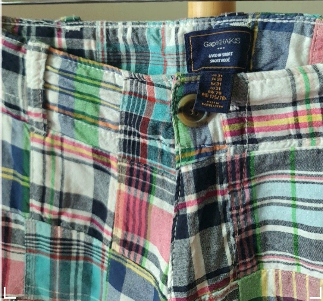 W31 GAP Khakis men summer patchwork plaid shorts Men s Fashion