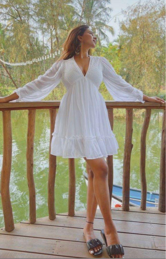White flowy summer dress on sale