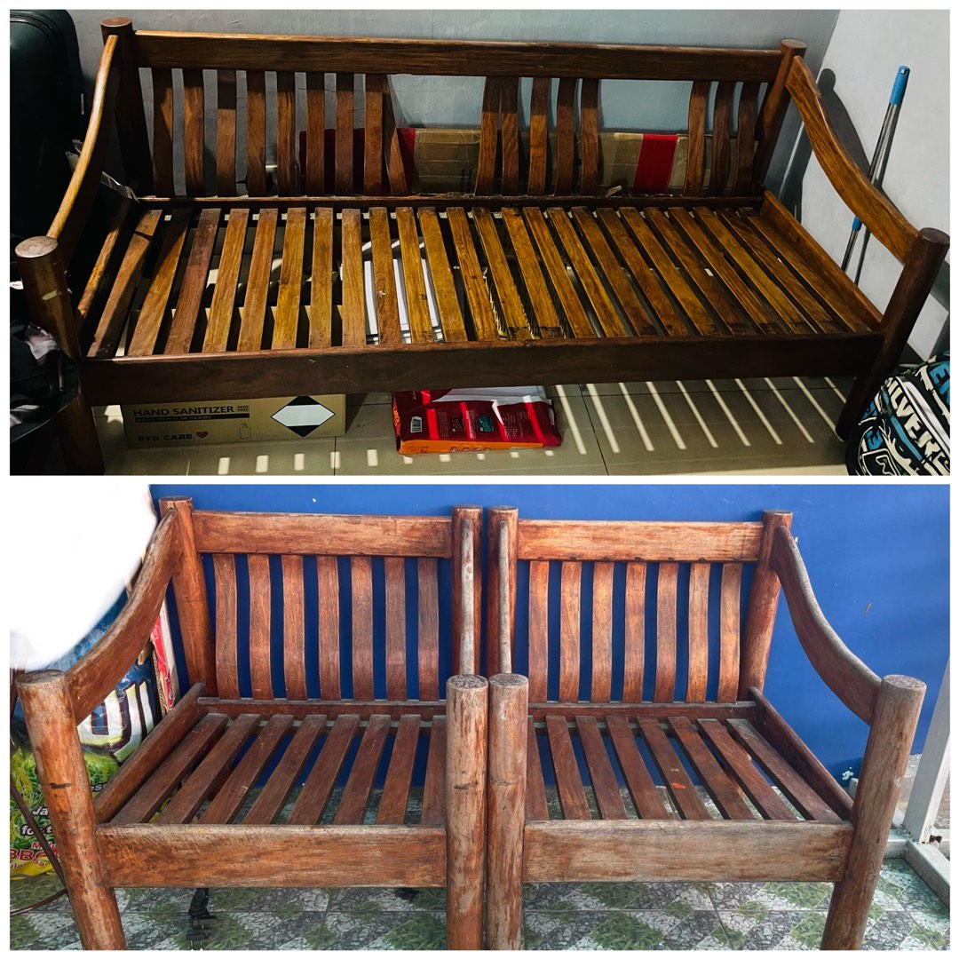 Wooden sofa for sale on Carousell