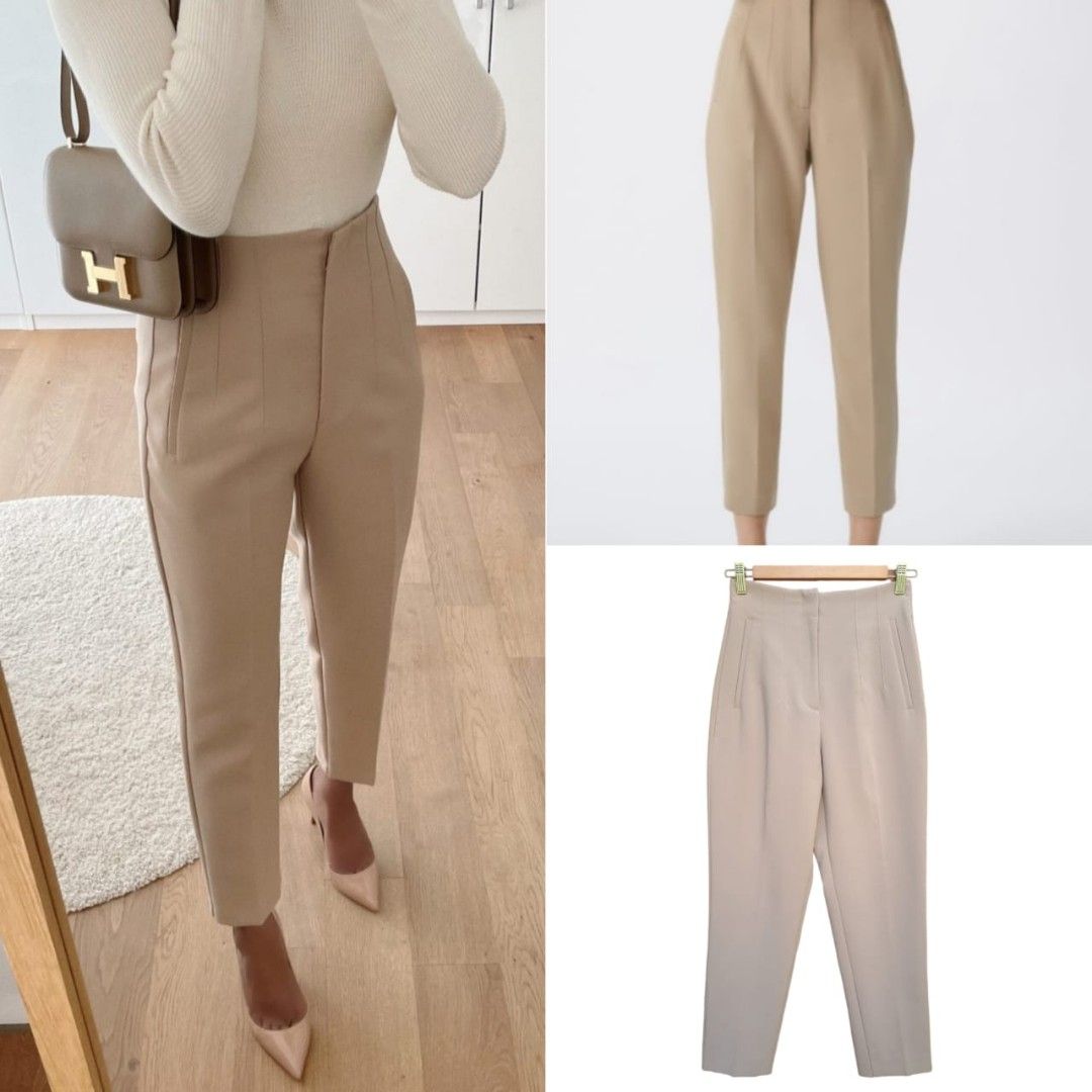 Zara High Waisted Pleated Pants Trousers, Women's Fashion, Bottoms, Other  Bottoms on Carousell