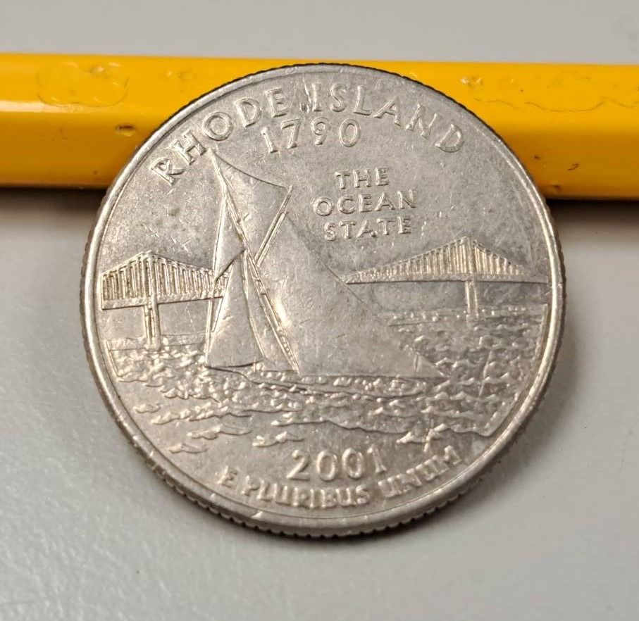 少見硬幣--美國2001年25美分-50州紀念幣-羅德島州(United States 50 State Quarters-2001 Rhode  Island), 書籍、休閒與玩具, 收藏、紀念品, 錢幣、紙鈔在旋轉拍賣