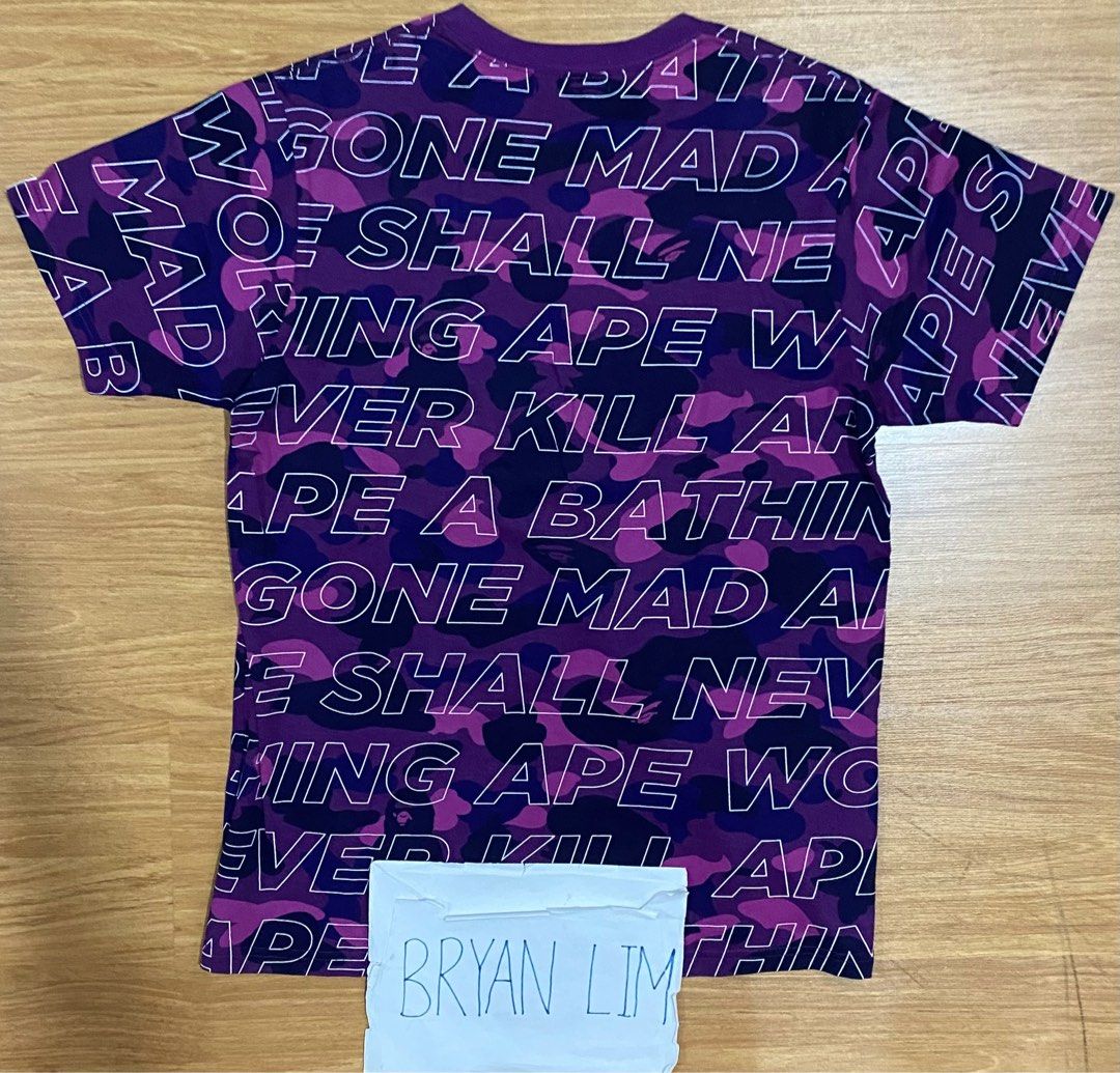 purple camo spell out tee BAPEメンズMo - Tシャツ/カットソー(半袖