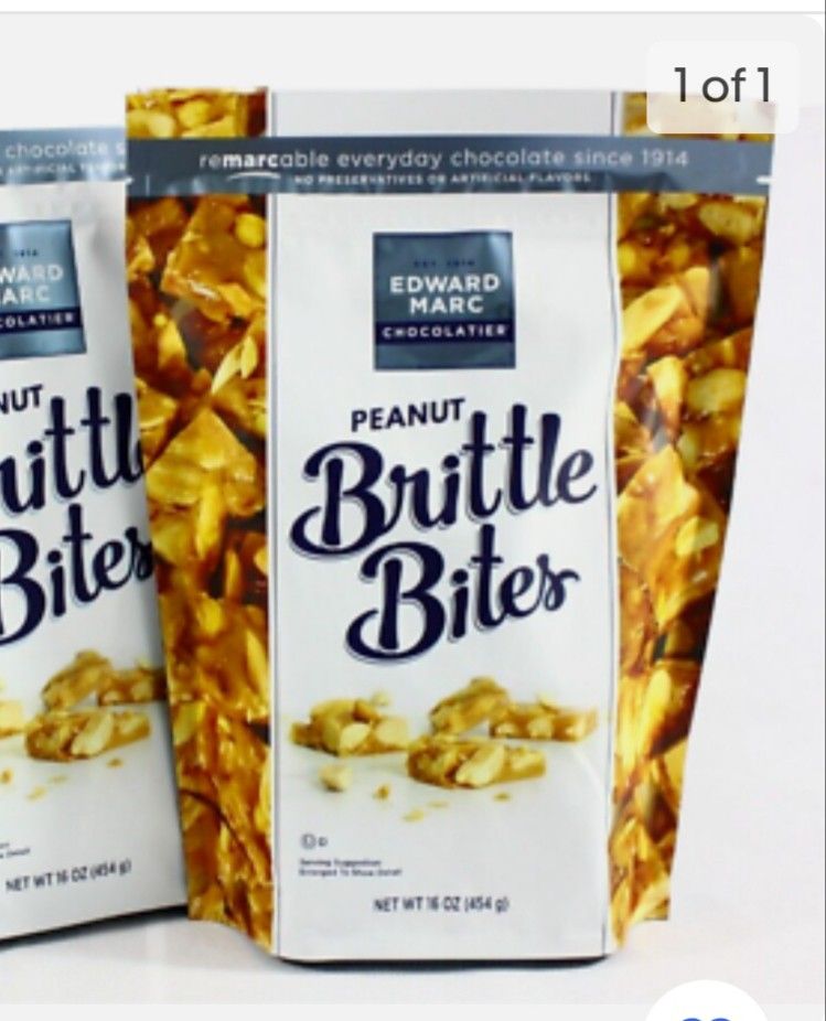 現貨 Edward Marc Chocolatier Peanut Brittle Bites 454g exp 2024 Feb HKD129, 嘢食 & 嘢飲, 包裝食物&即食食物