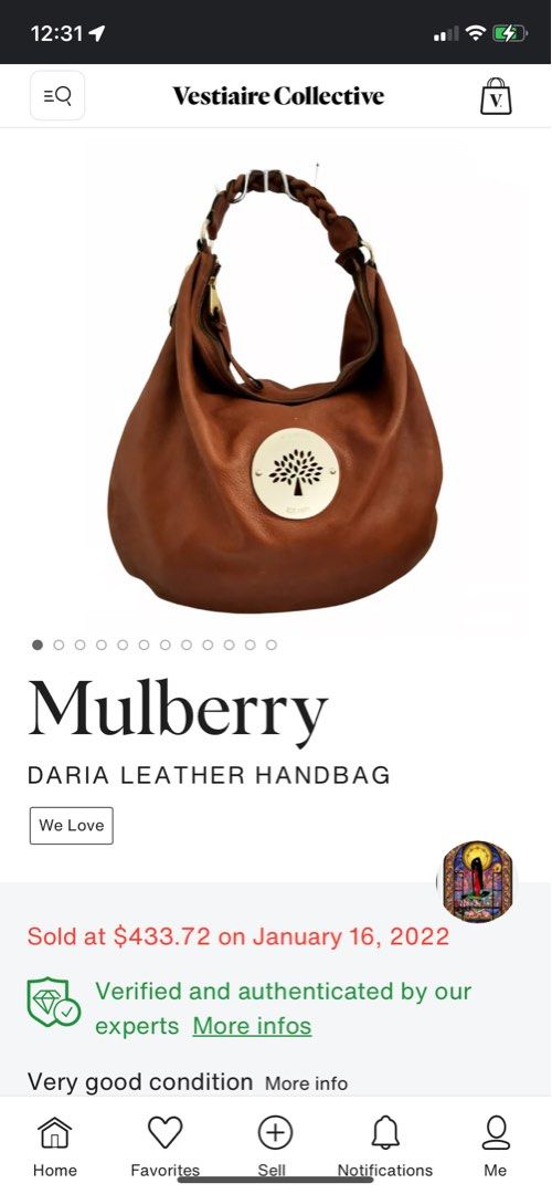 Mulberry Daria Medium Hobo Handbag, Oak