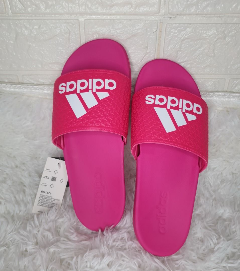 Adidas hot pink slides sales