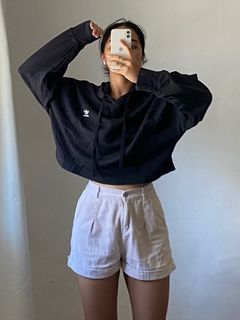 Adidas Black Cropped Hoodie Sweater