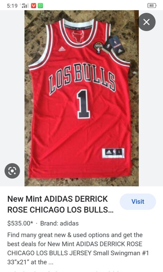 Adidas Chicago Bulls Derrick Rose Jersey #1 NBA Authentics Men's Size 52